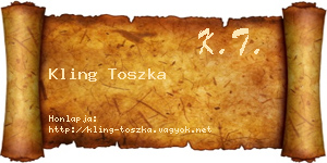 Kling Toszka névjegykártya